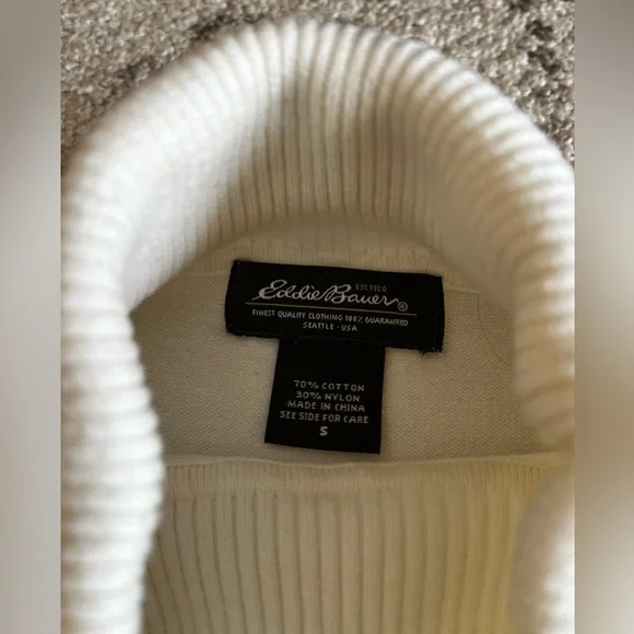 Eddie Bauer Basic Ivory Turtleneck Sweater - Picture 2 of 5